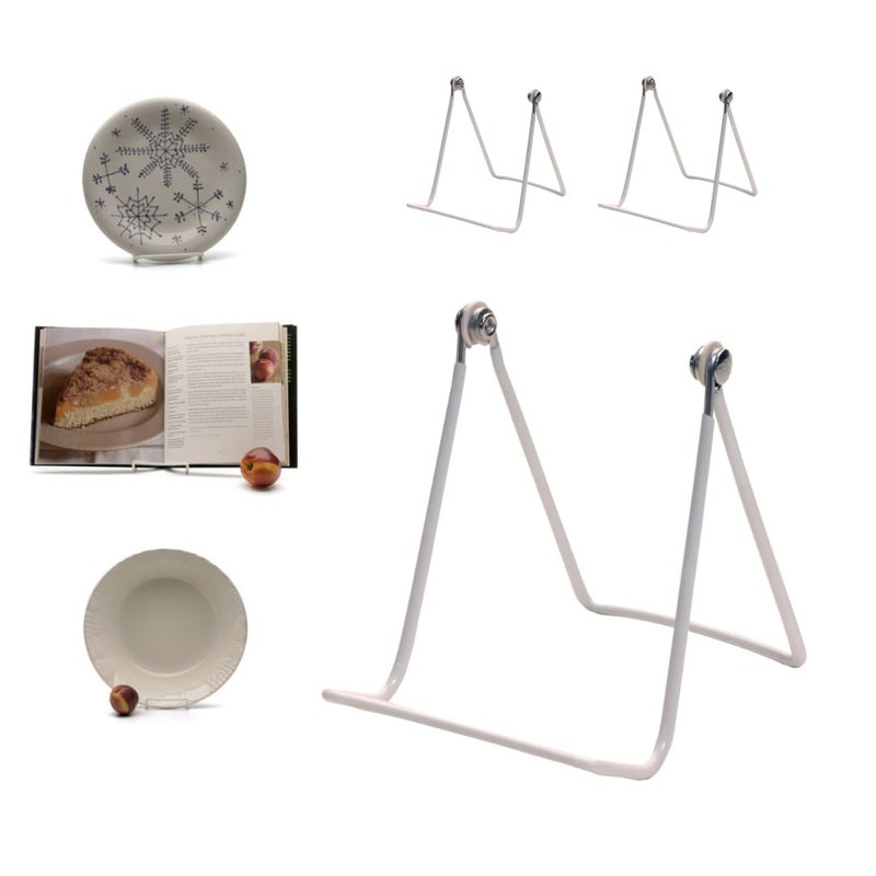 KINGDOM SOLUTIONS Made in USA 2-Pack Sturdy & Durable Adjustable White Metal Easels to Display Books, Frames, Comics, Plates & More - Unique on The Market - Image 1